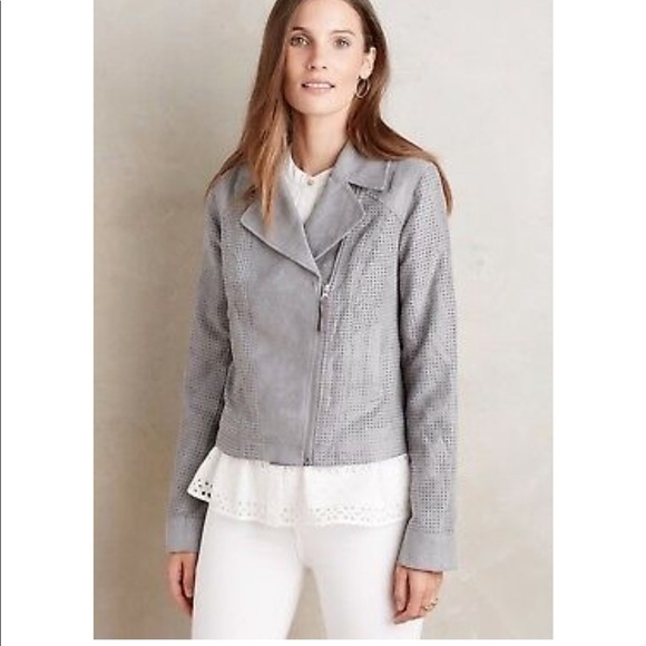 Anthropologie Hei Hei Vegan Suede Grey Moto Jacket - Picture 10 of 10